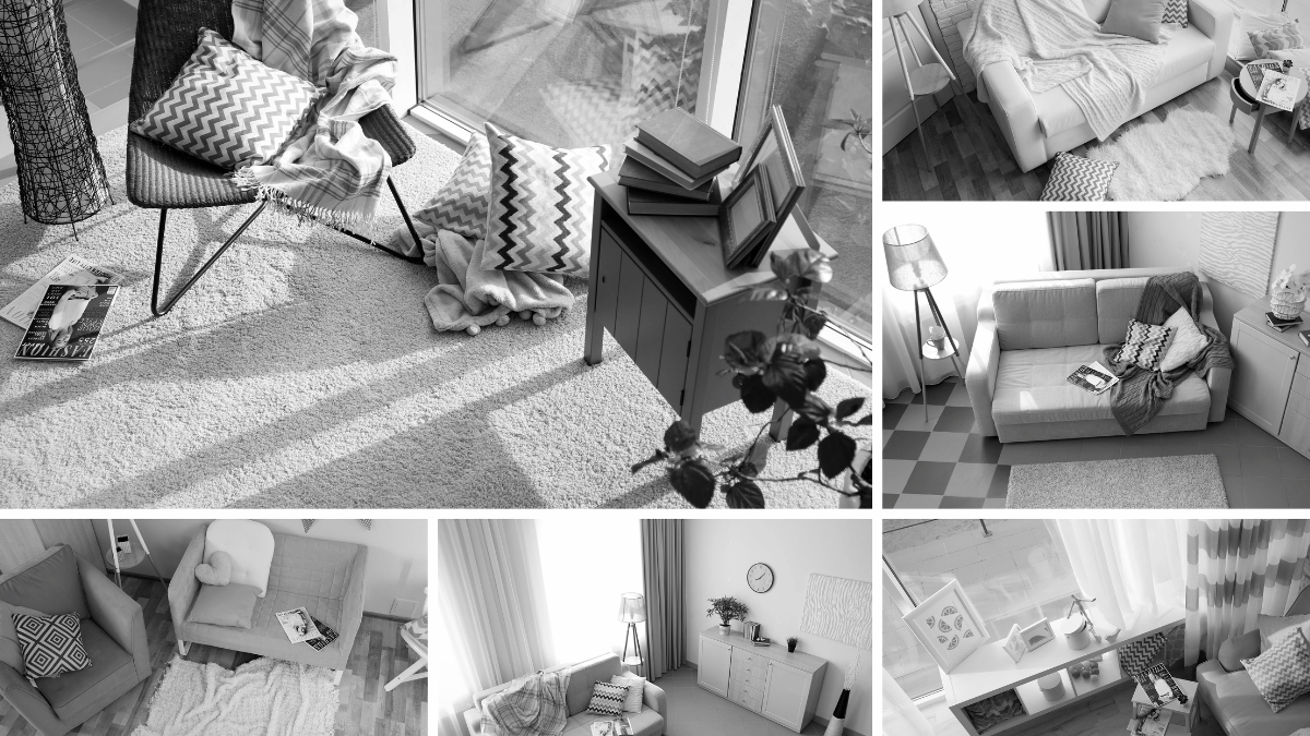 Various images taken by security cameras inside a home