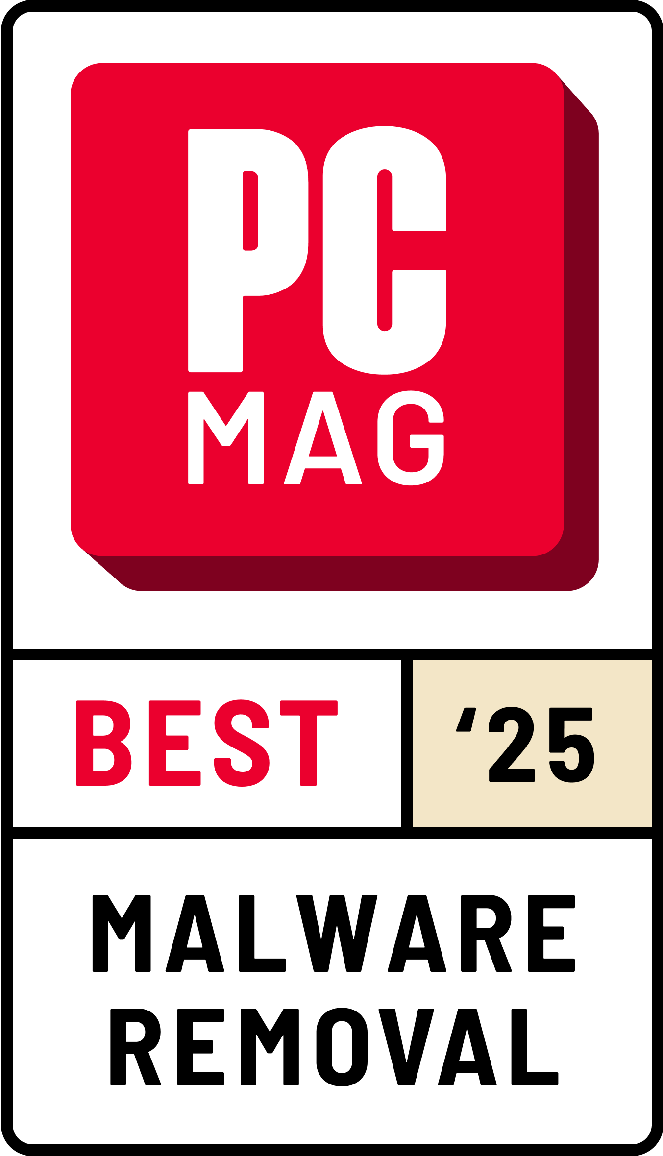 PC Mag Best of 2025 Malware Removal badge