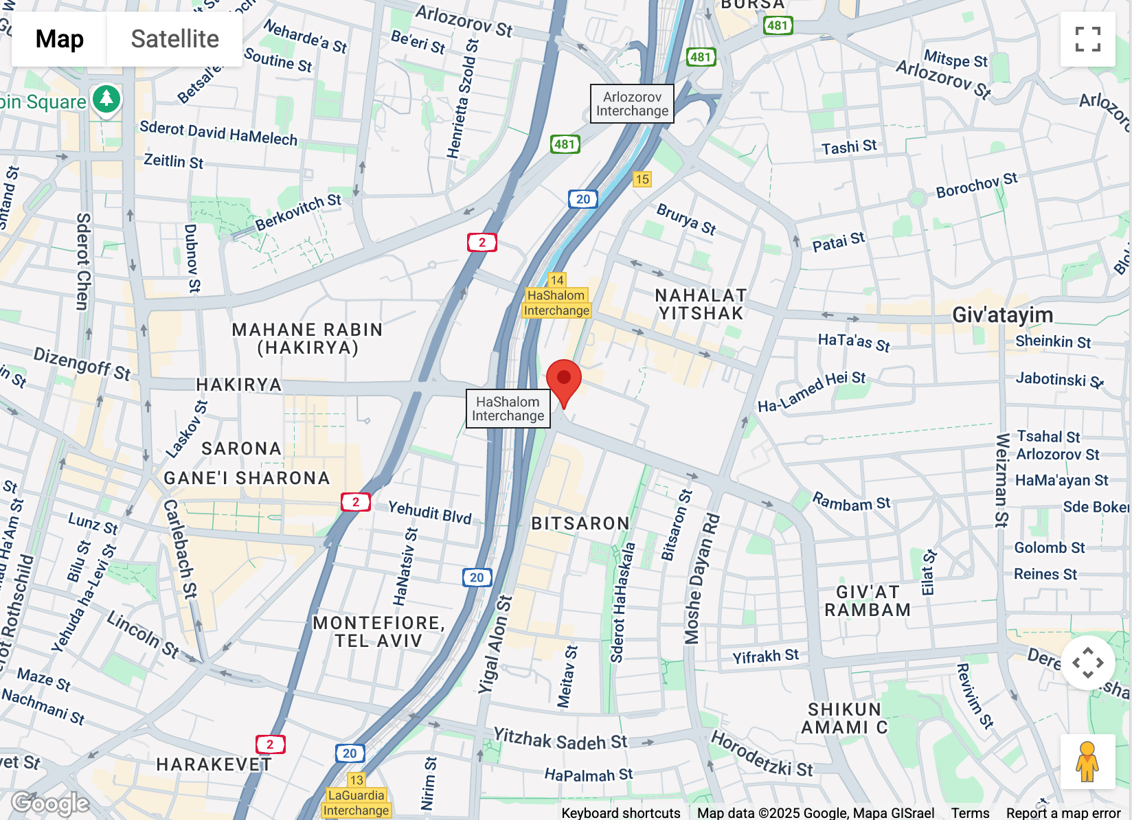 Map image of the Tel Aviv Israel Malwarebytes Office